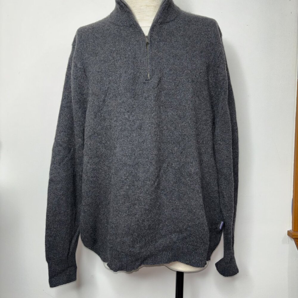Patagonia Men's XXL Cashmere Wool Blend 1/4 Zip Knit Sweater Gray